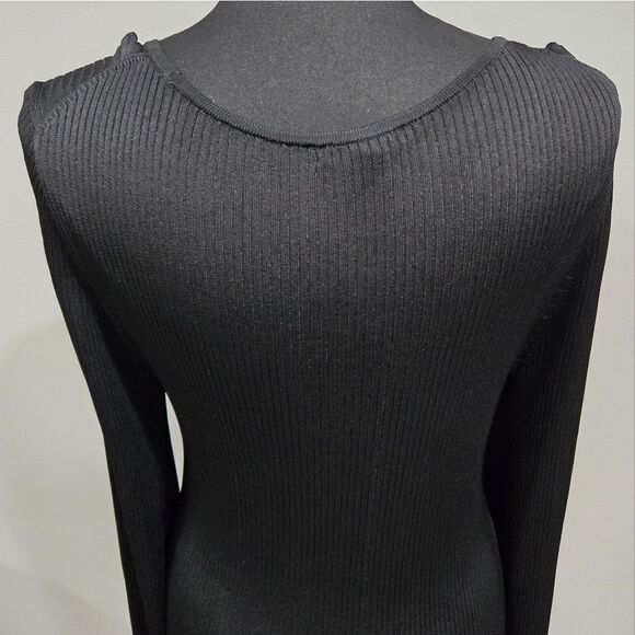 🐢 J. Crew Ribbed Black squareneck sweater-dress Size L stretchy! - Picture 11 of 16